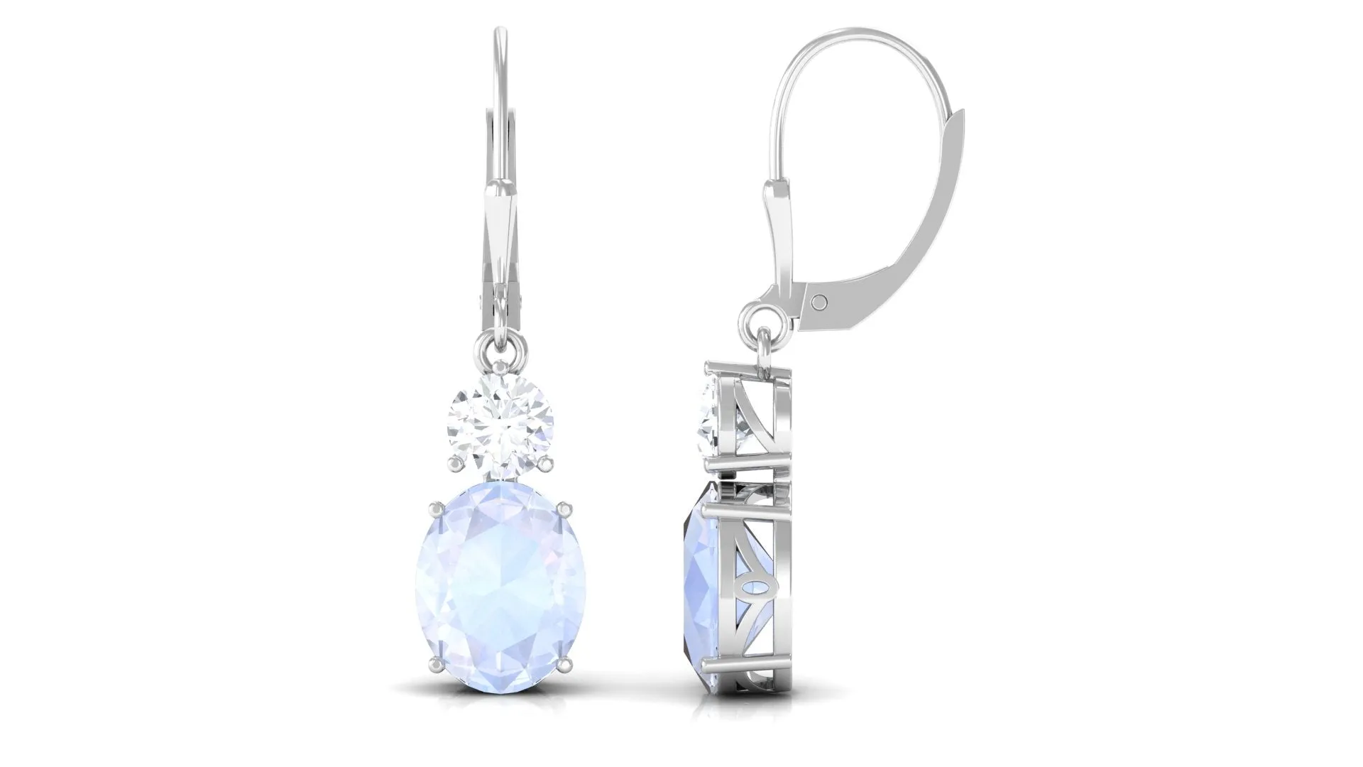 Natural Moonstone Drop Dangle Earrings With Leverback