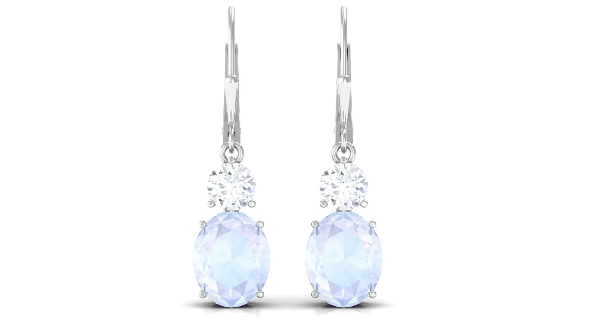 Natural Moonstone Drop Dangle Earrings With Leverback