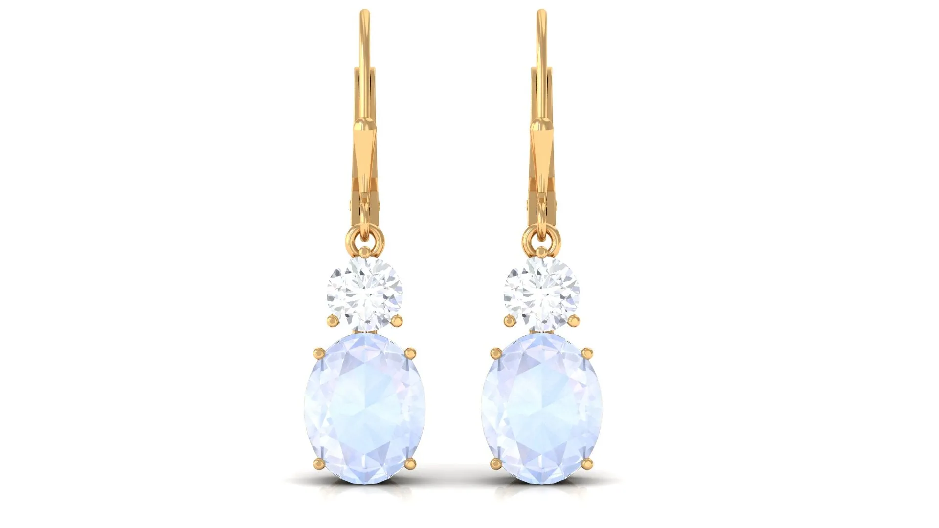 Natural Moonstone Drop Dangle Earrings With Leverback