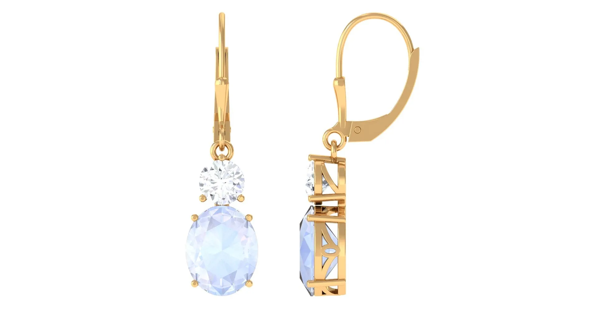 Natural Moonstone Drop Dangle Earrings With Leverback