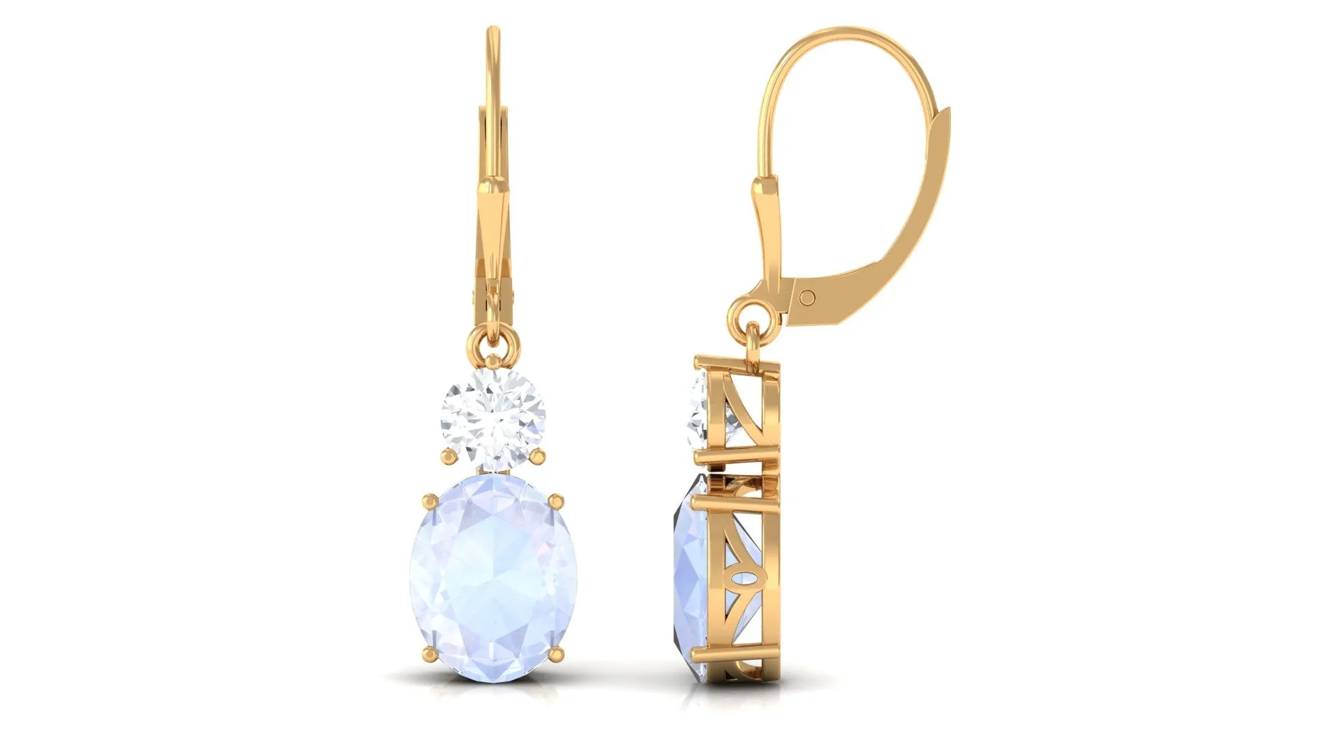 Natural Moonstone Drop Dangle Earrings With Leverback