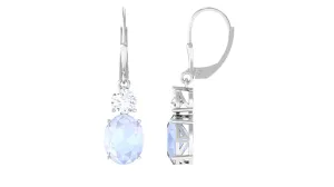 Natural Moonstone Drop Dangle Earrings With Leverback