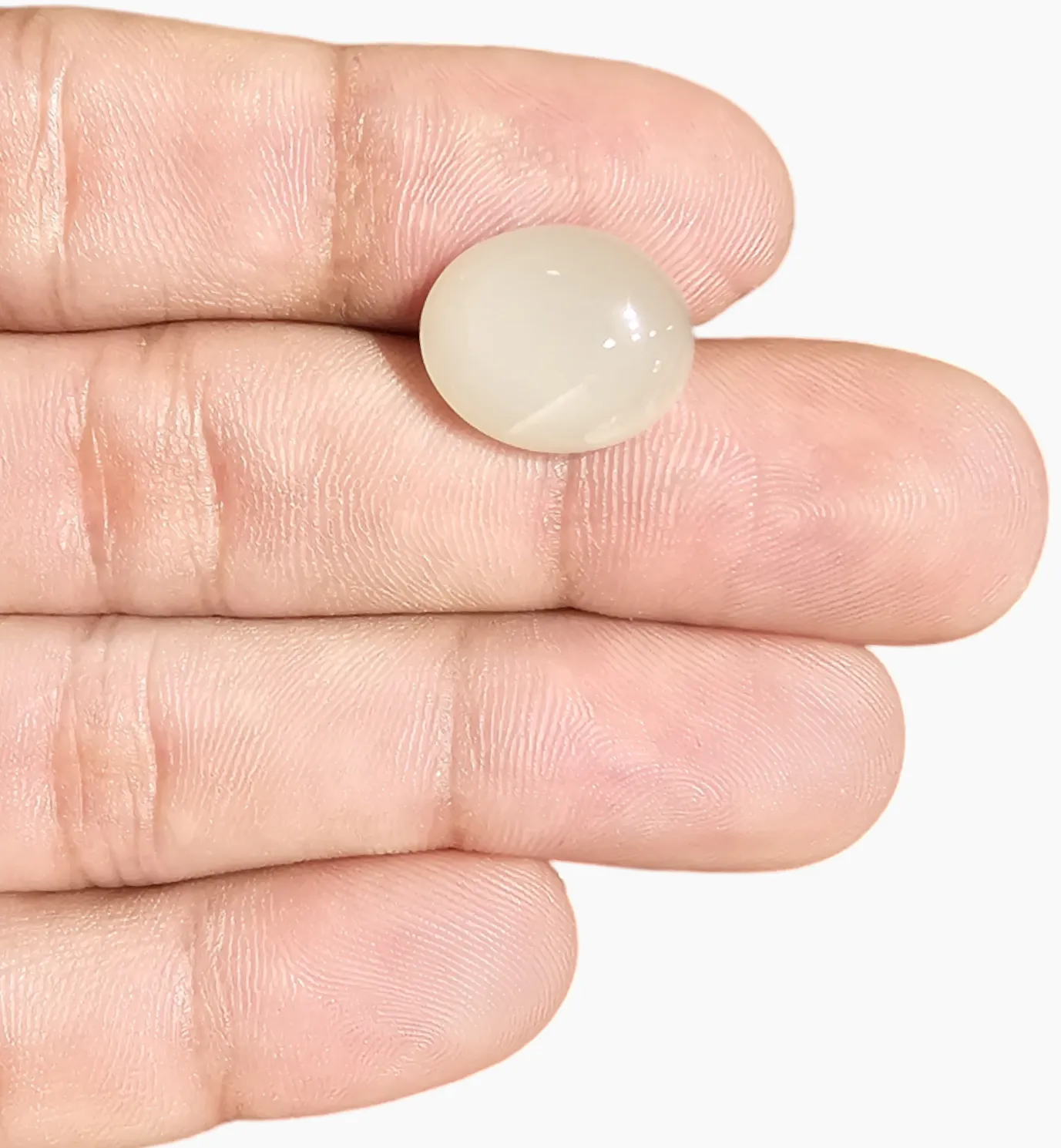 Natural Peach Moonstone Gemstone 8.86 Carats Oval Cabochon Shape 3x12.8mm