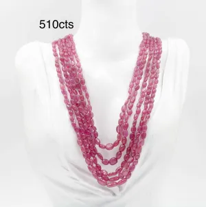 Natural Pink Sapphire Beaded Necklace Pink Sapphire Beaded Gemstone Pink Sapphire Necklace Pink Sapphire Indian Gem Necklace SKU 6142989