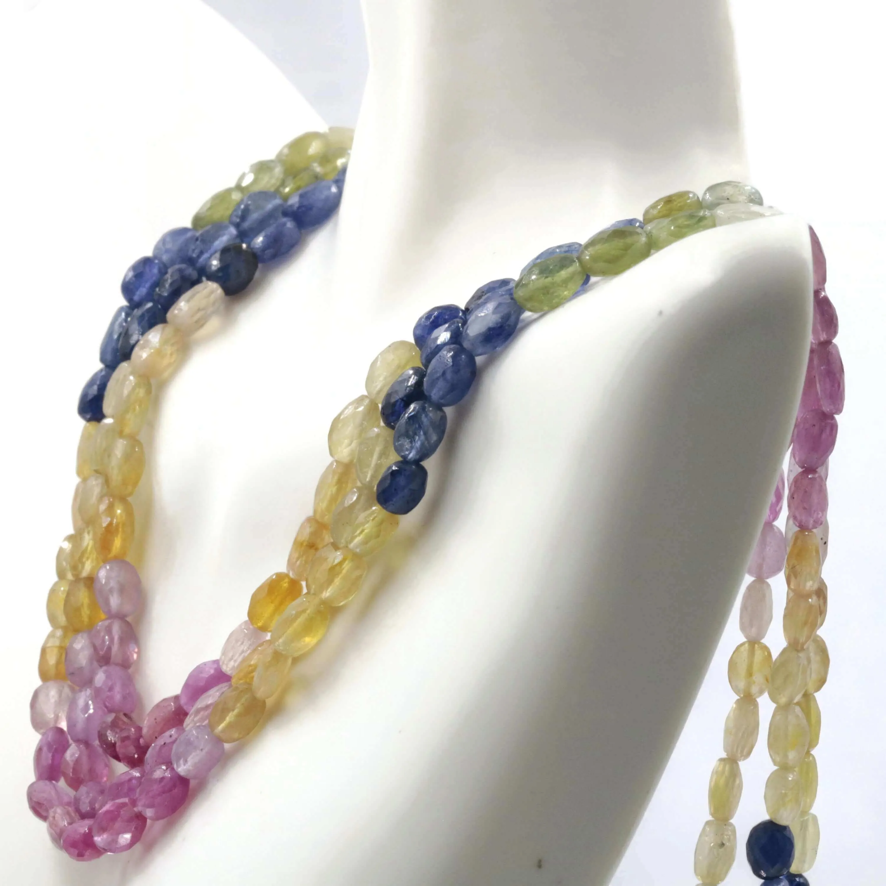 Natural Sapphire and Ruby Multi-Color Faceted Bead Necklace Sapphire Necklace Ruby Necklace September Birthstone July Birthstone SKU 6142681