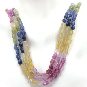 Natural Sapphire and Ruby Multi-Color Faceted Bead Necklace Sapphire Necklace Ruby Necklace September Birthstone July Birthstone SKU 6142681