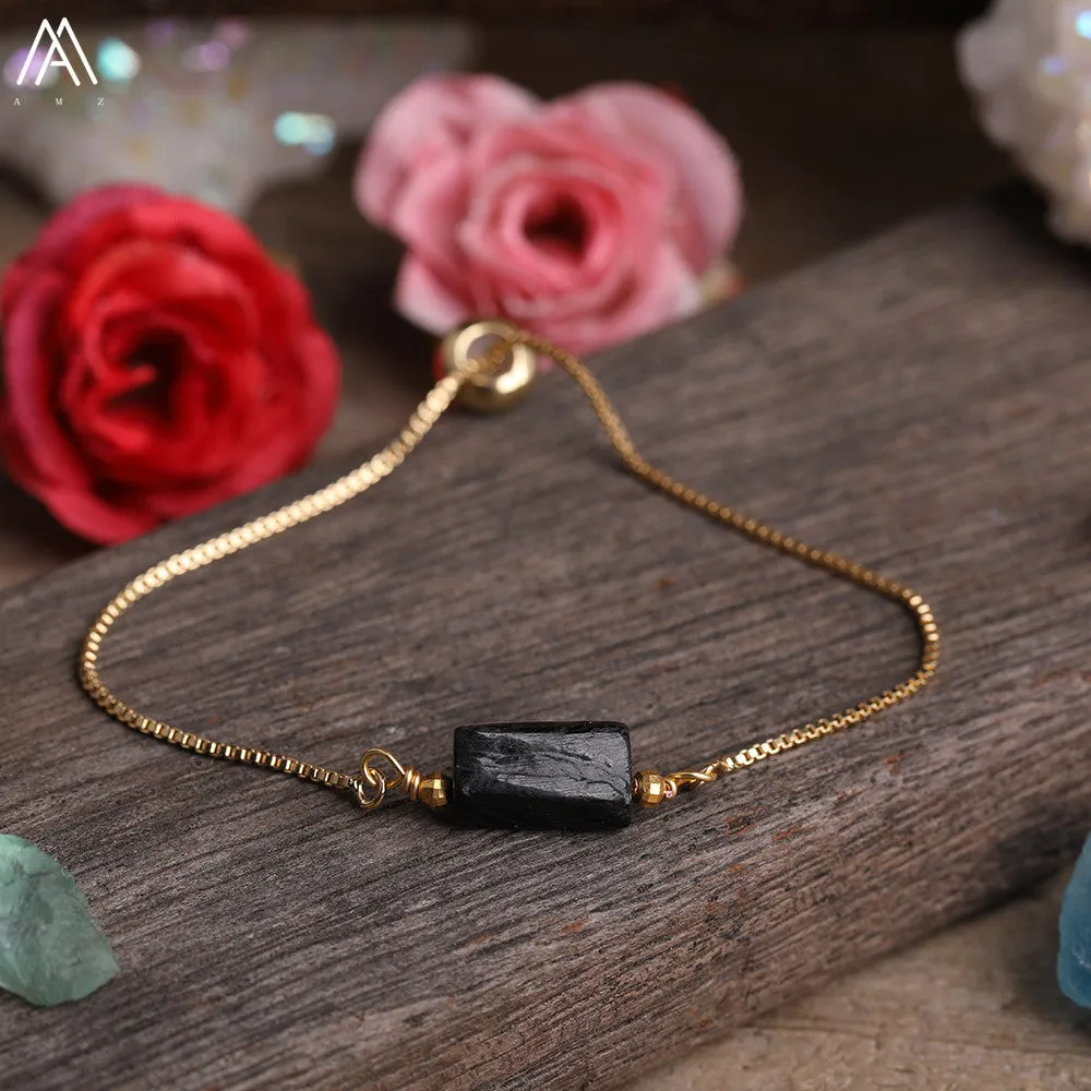 Natural Smooth Amethyst Citrine Quartz Black Tourmaline Single