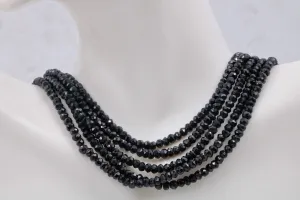 Natural Spinel Necklace Black Layered Necklace Black Spinel Beads Five Strand Necklace Black Spinel 925 Sterling Silver Clasp SKU 110998