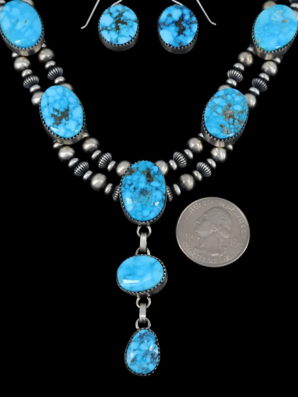 Navajo Kingman Turquoise Necklace and Earring Set