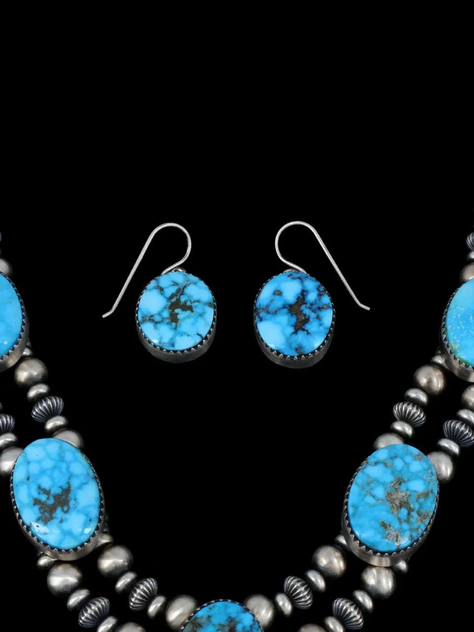 Navajo Kingman Turquoise Necklace and Earring Set