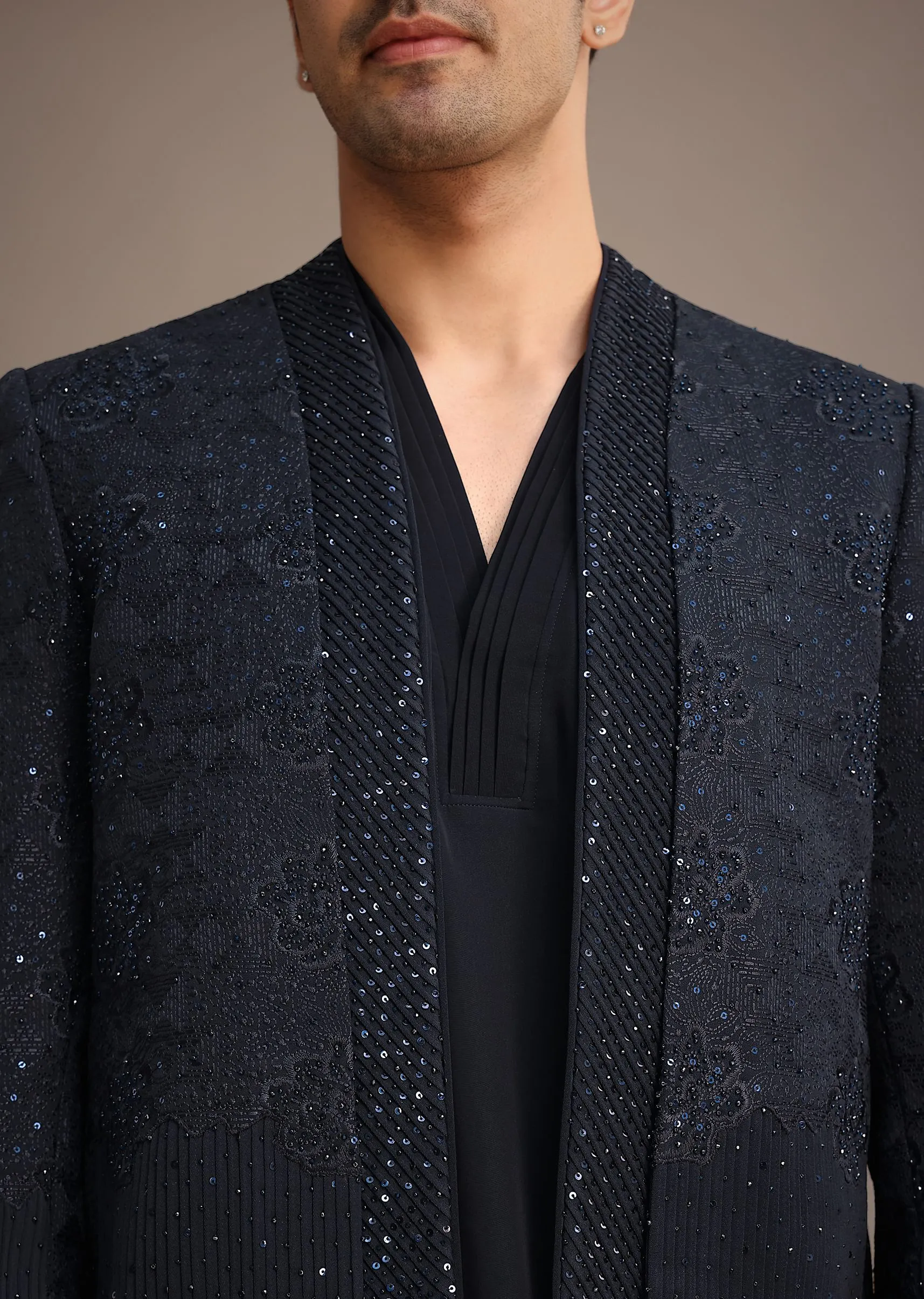 Navy Blue Hand Embroidered Jodhpuri Set