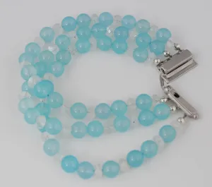 Ocean Chalcedony   Moonstone Bead Bracelet