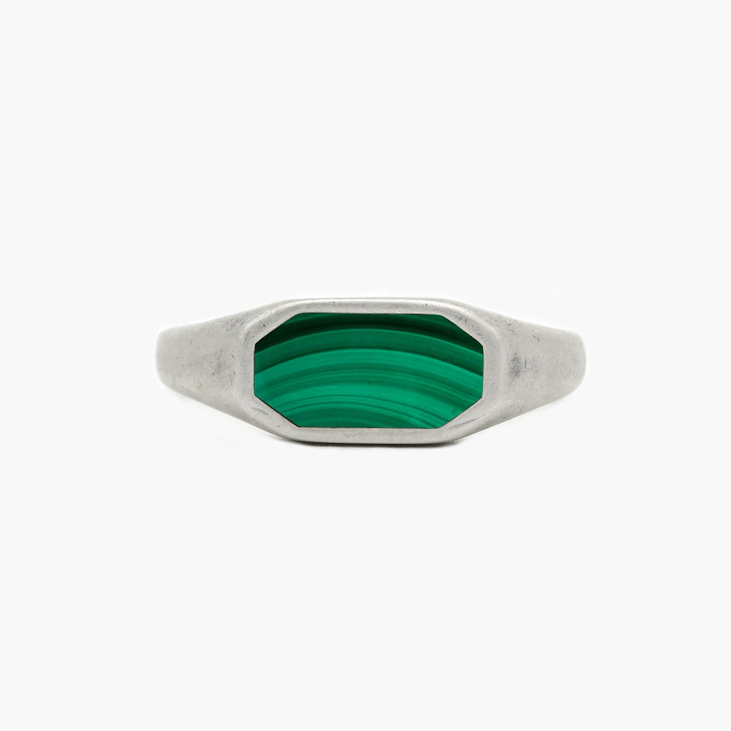Octagon Signet Ring With Malachite Stone