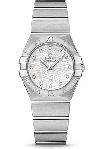 Omega Constellation Quartz Watch - 27 mm Steel Case - Mother-Of-Pearl Diamond Dial - 123.10.27.60.55.004