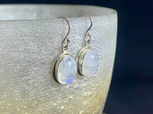Oval Rainbow Moonstone Earrings