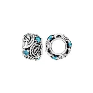 Oxidised Silver & Swiss Blue Topaz Charm S449SW