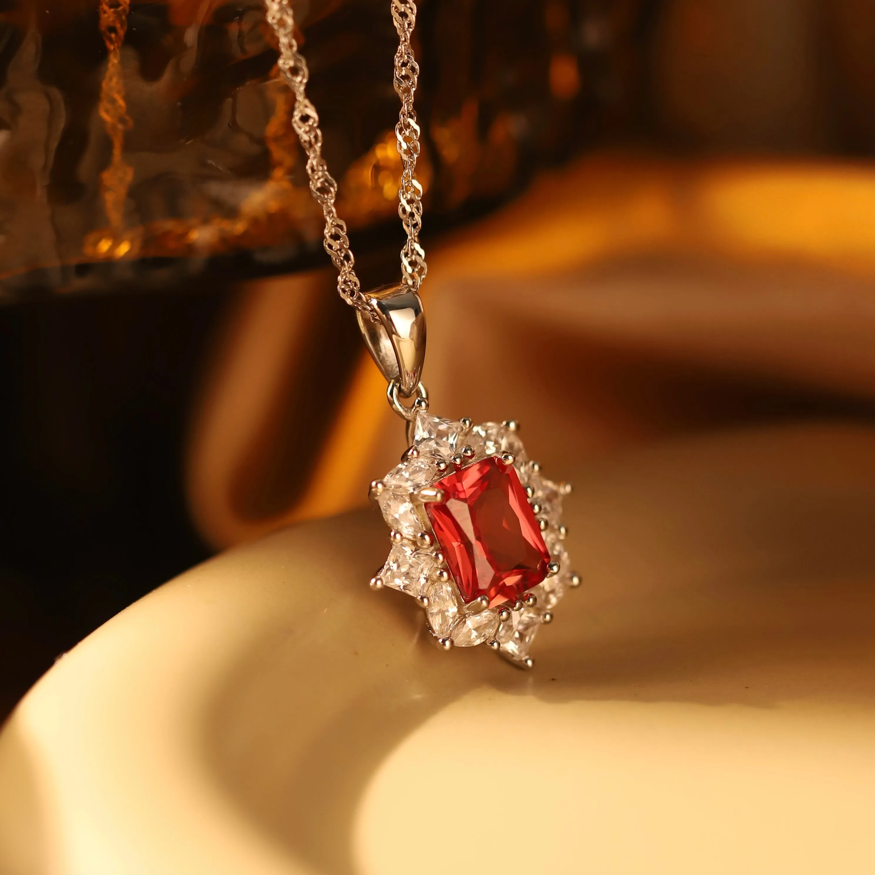 Padparadscha Sunset Aurora Sapphire Necklace