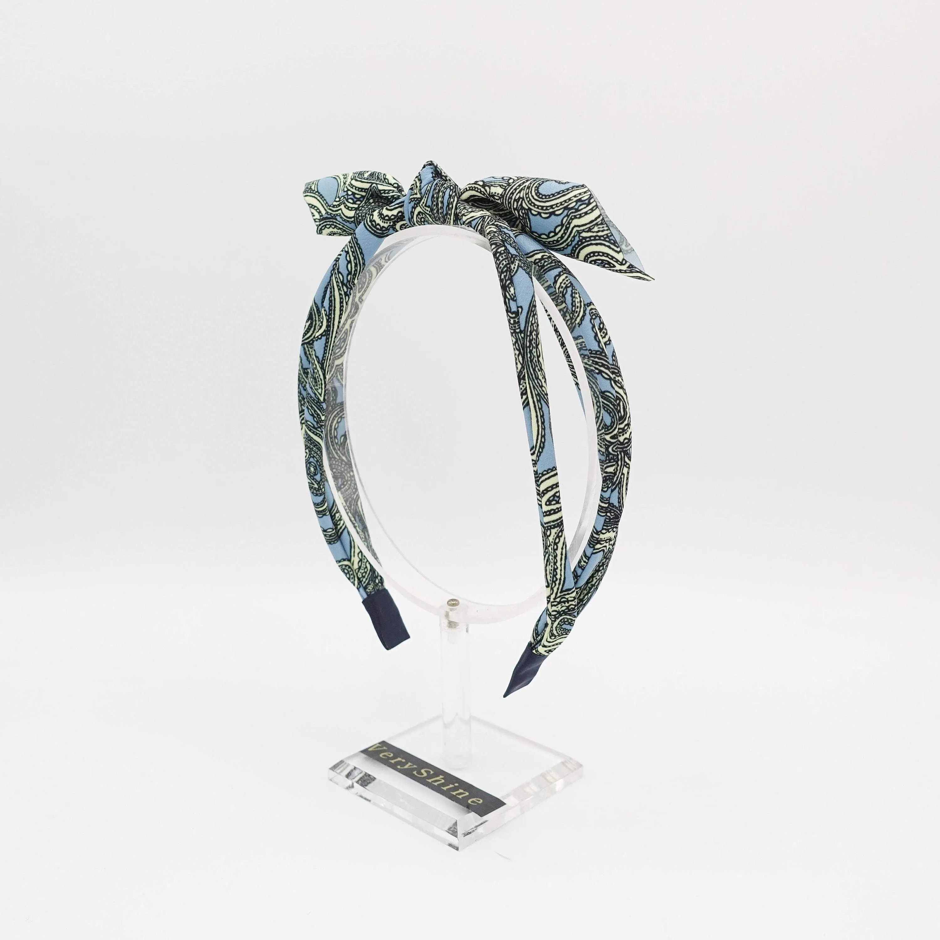 paisley print bow knot triple fabric strand headband unique thin hairband women hair accessory