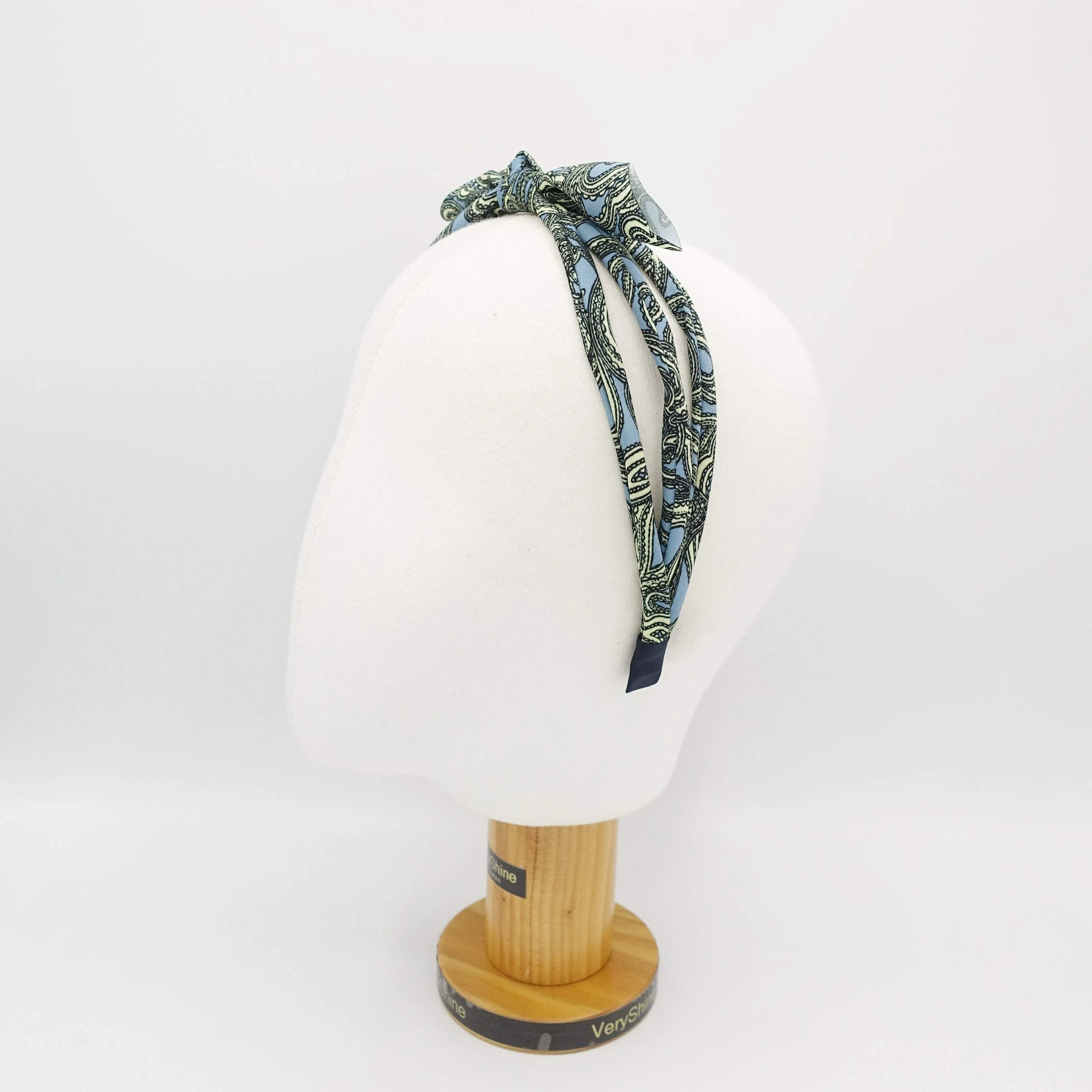 paisley print bow knot triple fabric strand headband unique thin hairband women hair accessory