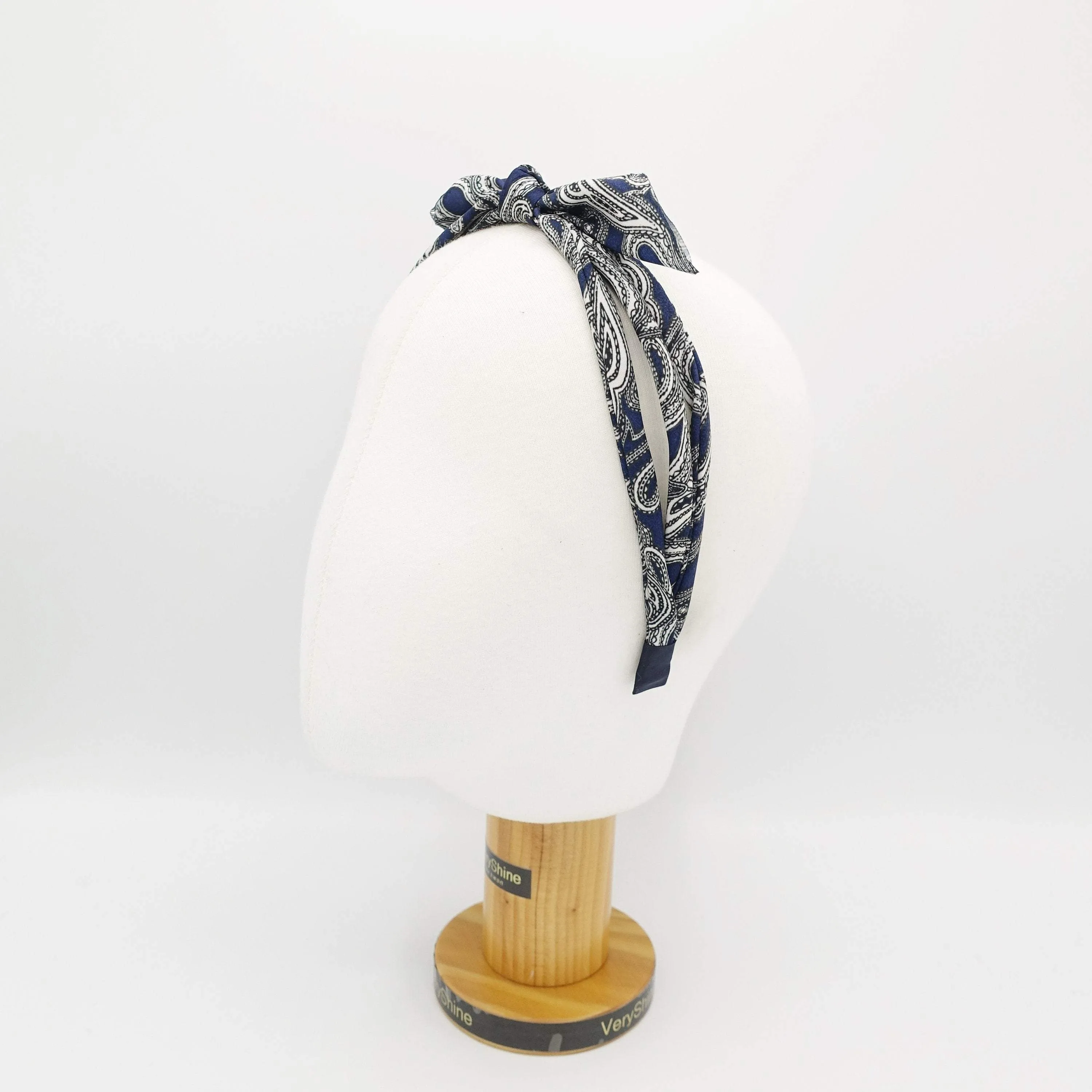 paisley print bow knot triple fabric strand headband unique thin hairband women hair accessory