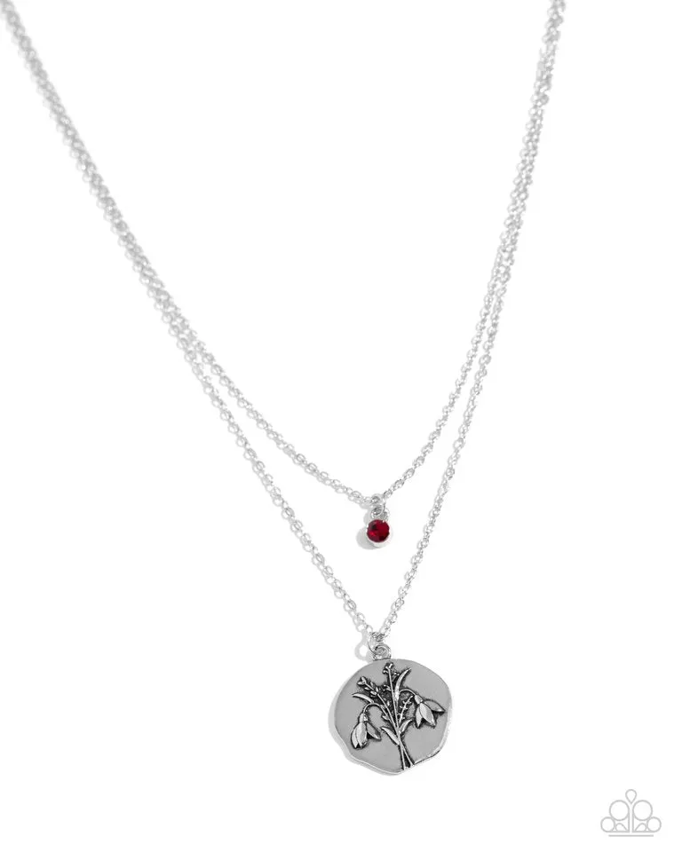 Paparazzi Necklace ~ Birthstone Beauty - Red