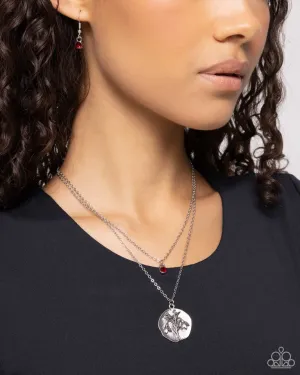 Paparazzi Necklace ~ Birthstone Beauty - Red