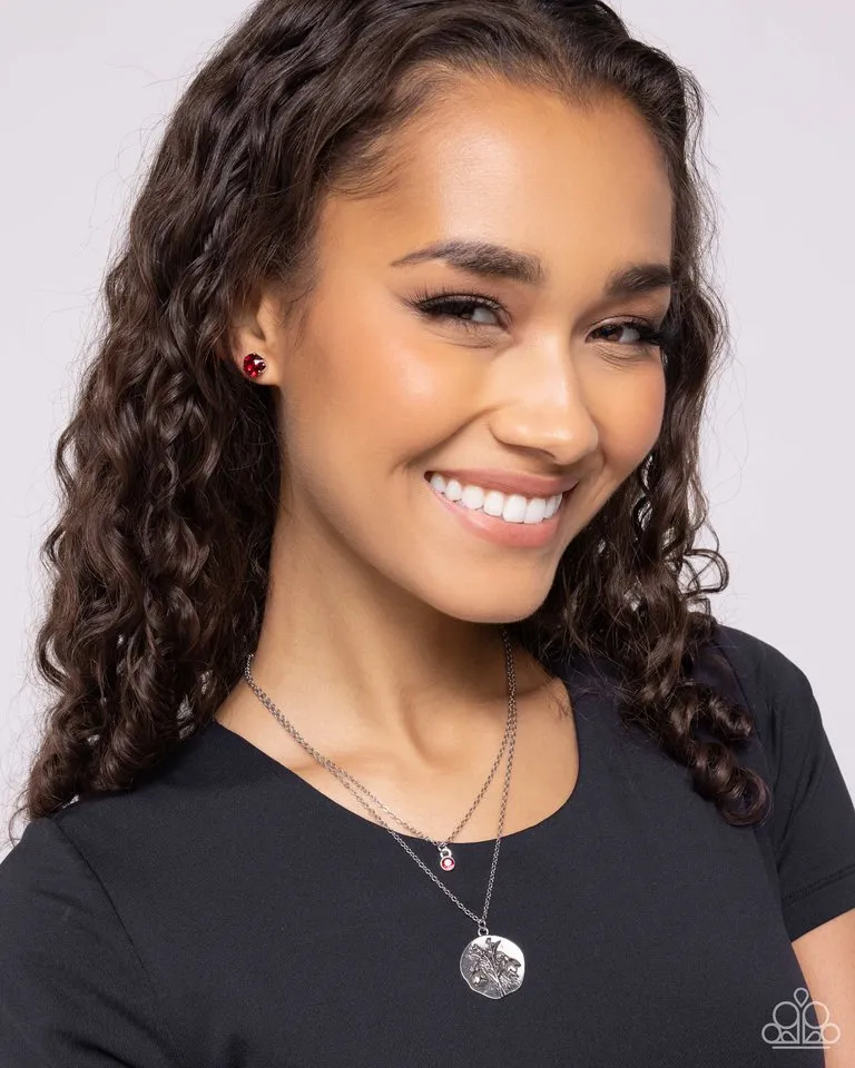 Paparazzi Necklace ~ Birthstone Beauty - Red