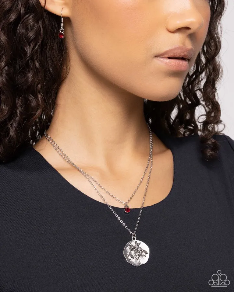 Paparazzi Necklace ~ Birthstone Beauty - Red