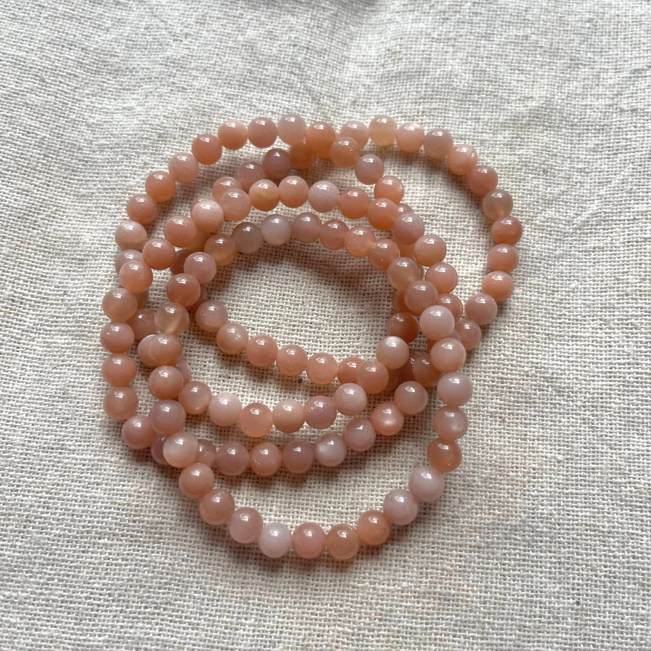 Peach Moonstone 6mm Beaded Bracelet - Nurturing