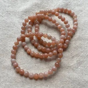 Peach Moonstone 6mm Beaded Bracelet - Nurturing