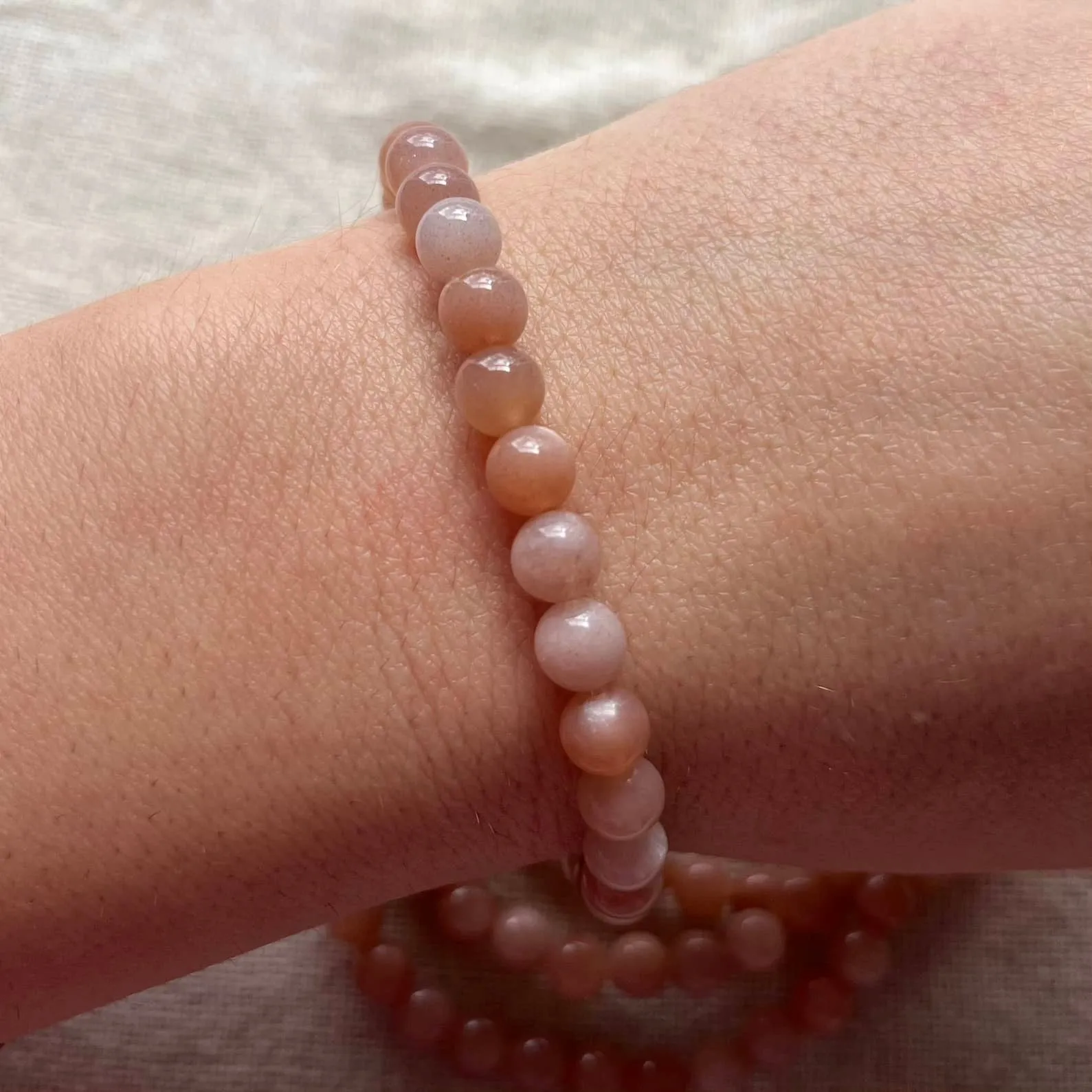 Peach Moonstone 6mm Beaded Bracelet - Nurturing