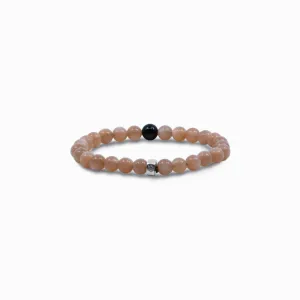 Peach Moonstone & Tourmaline Beaded Bracelet