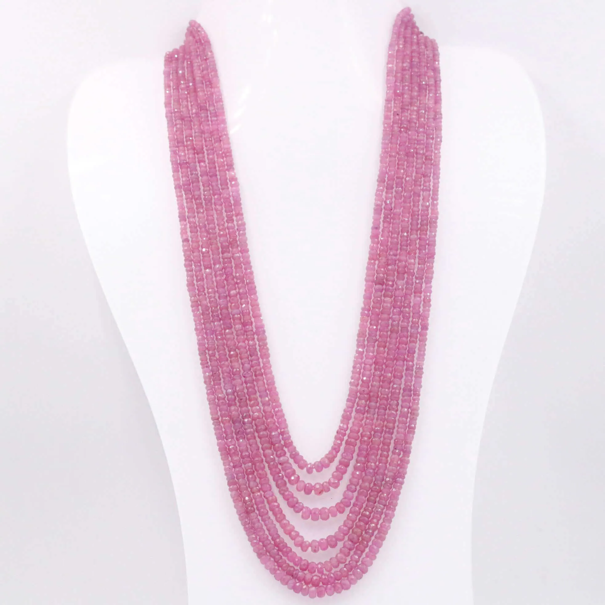 Pink Sapphire Necklace Layered Necklace Beaded Necklace Gemstone Necklace Pink Necklace Long Necklace Sapphire Necklace SKU: 6143261