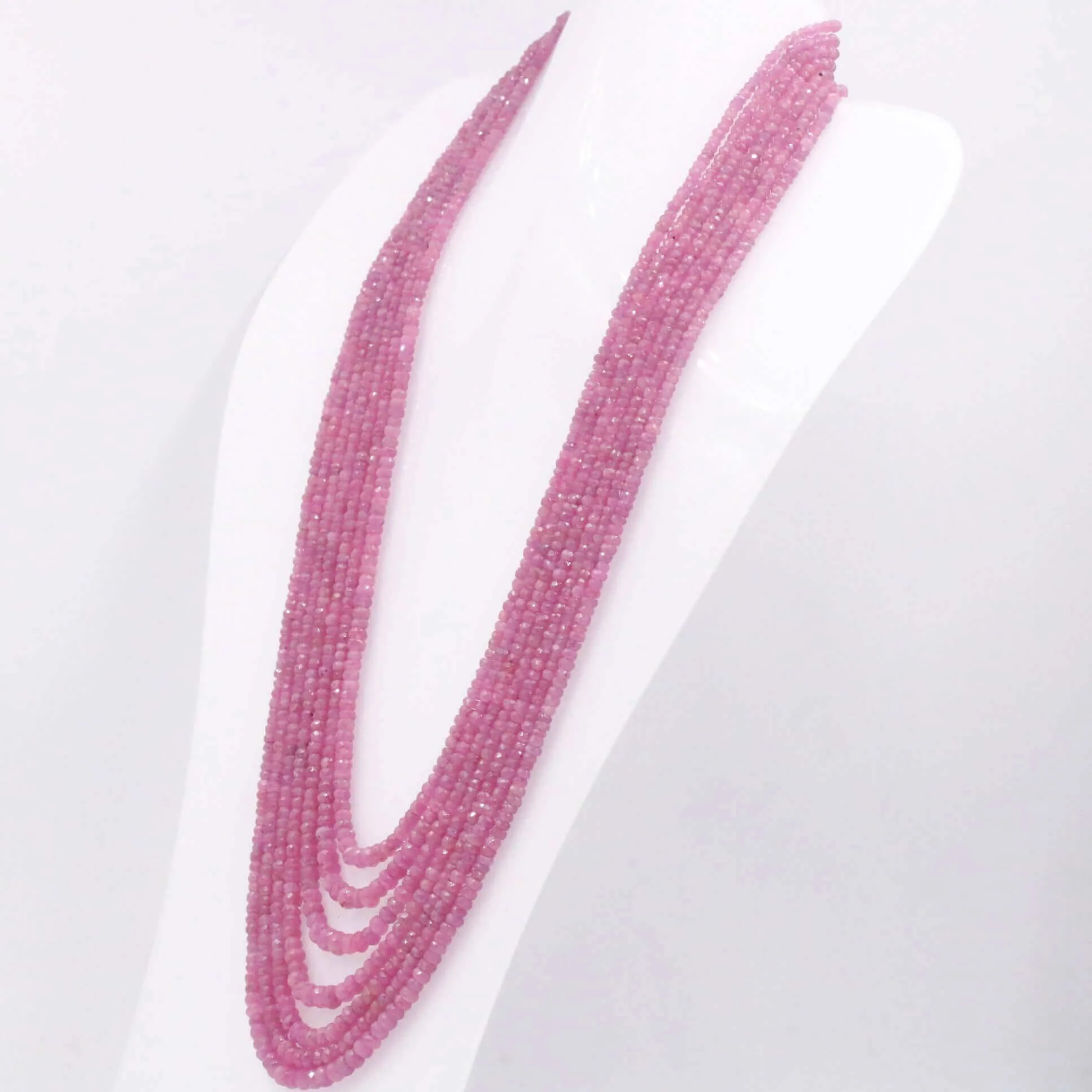 Pink Sapphire Necklace Layered Necklace Beaded Necklace Gemstone Necklace Pink Necklace Long Necklace Sapphire Necklace SKU: 6143261