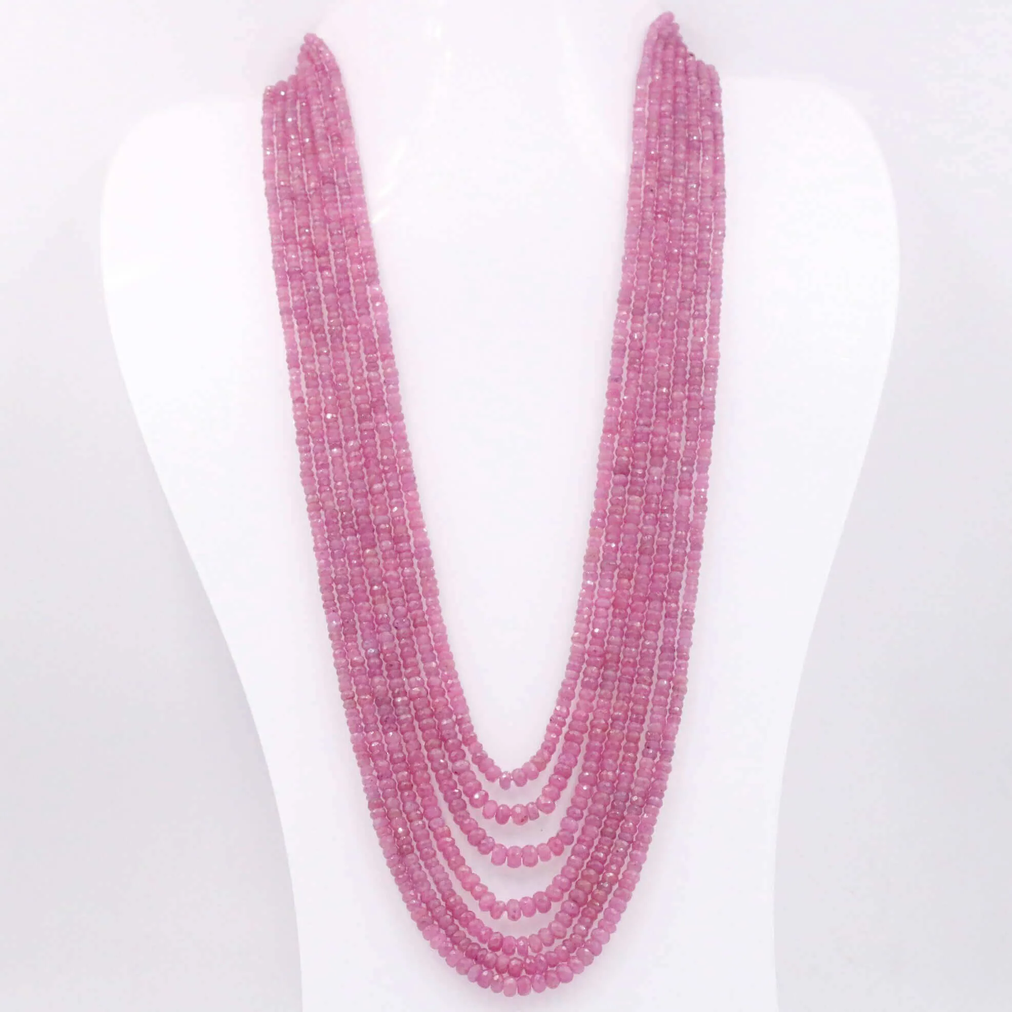 Pink Sapphire Necklace Layered Necklace Beaded Necklace Gemstone Necklace Pink Necklace Long Necklace Sapphire Necklace SKU: 6143261