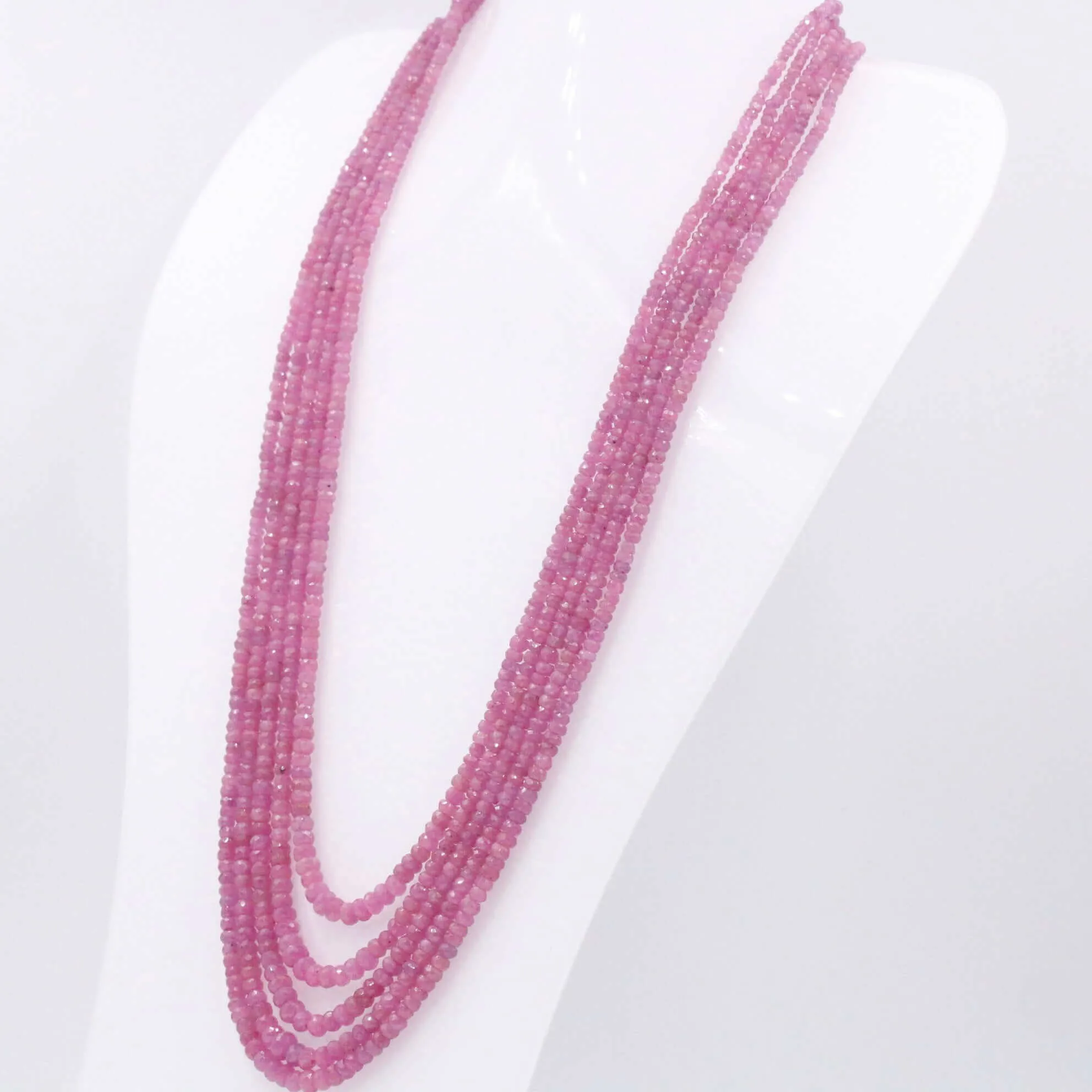 Pink Sapphire Necklace Layered Necklace Beaded Necklace Gemstone Necklace Pink Necklace Long Necklace Sapphire Necklace SKU: 6143261