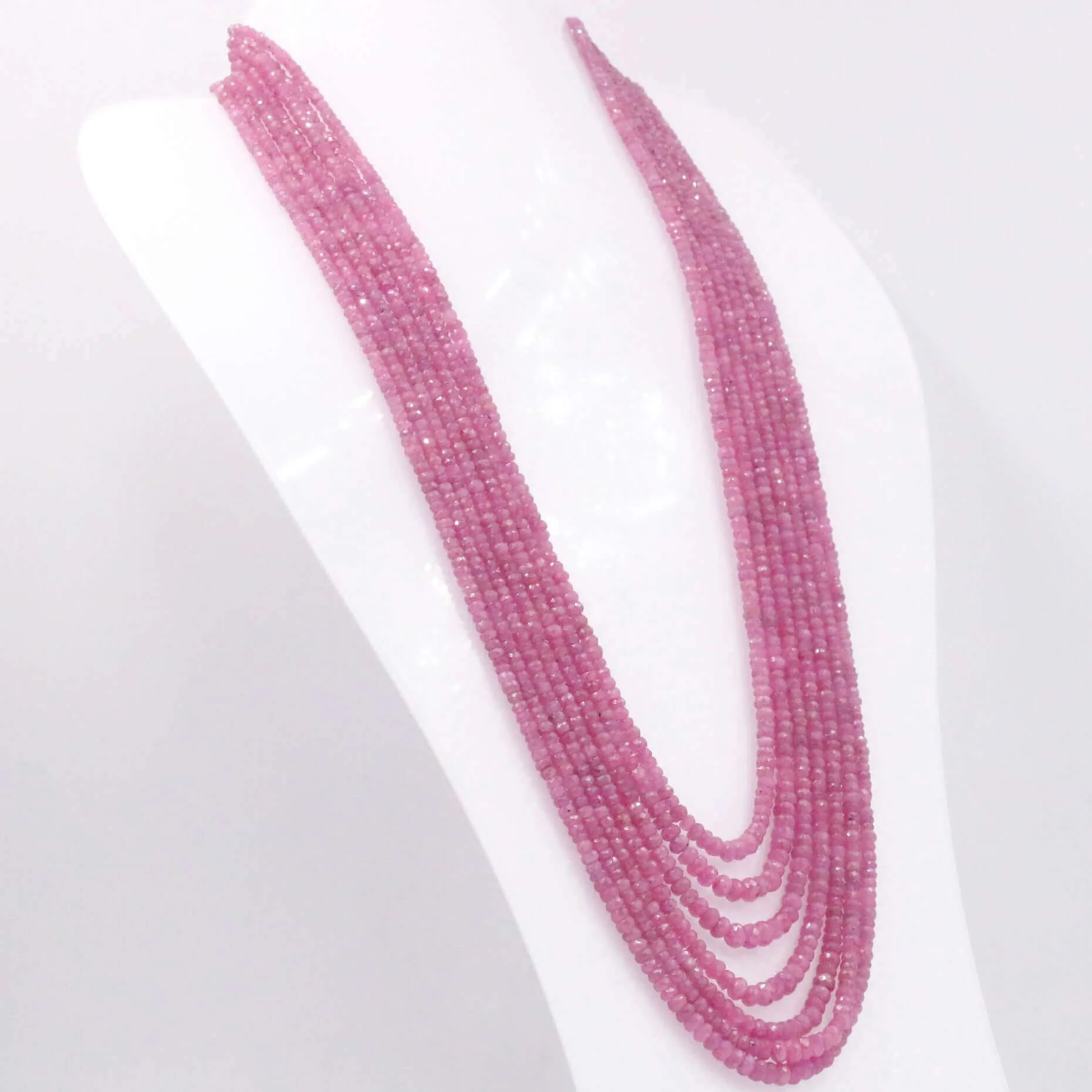 Pink Sapphire Necklace Layered Necklace Beaded Necklace Gemstone Necklace Pink Necklace Long Necklace Sapphire Necklace SKU: 6143261