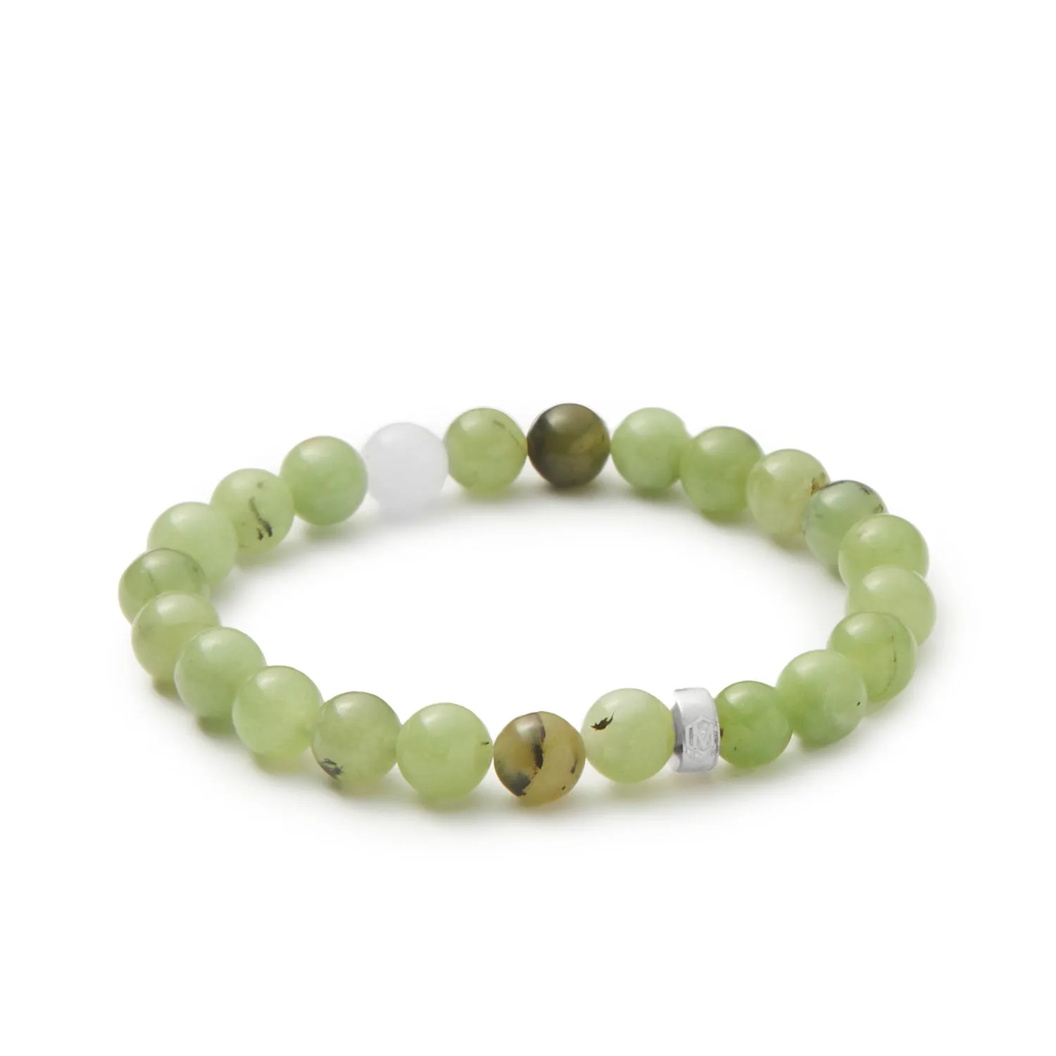 Prehnite & White Moonstone Beaded Bracelet