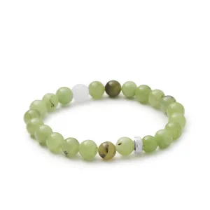 Prehnite & White Moonstone Beaded Bracelet
