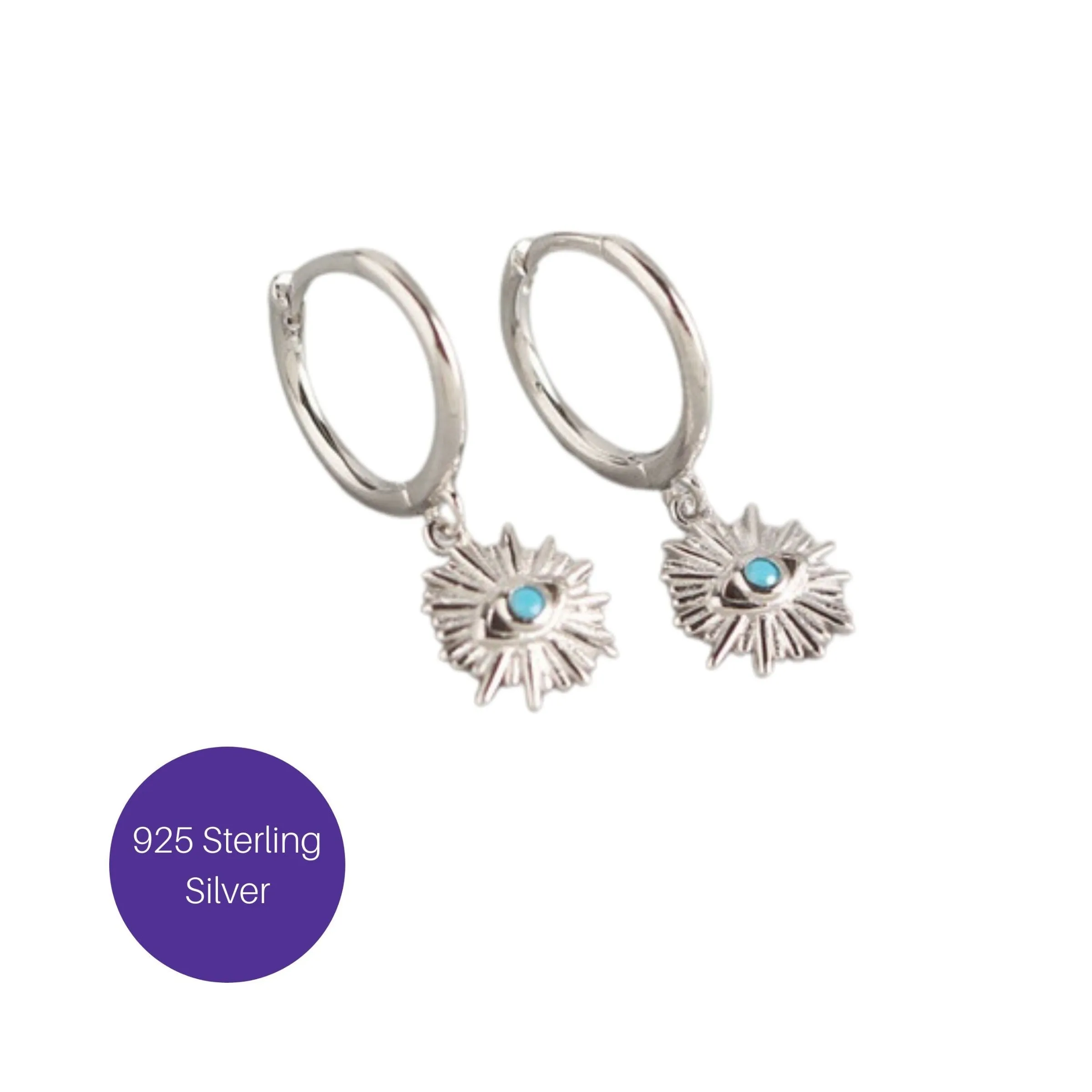 Protective Eye Hoop Earrings in Silver