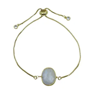 Pull Chain Bracelet: Bezel Set Oval Gemstone: Moonstone (PGBT708MN)