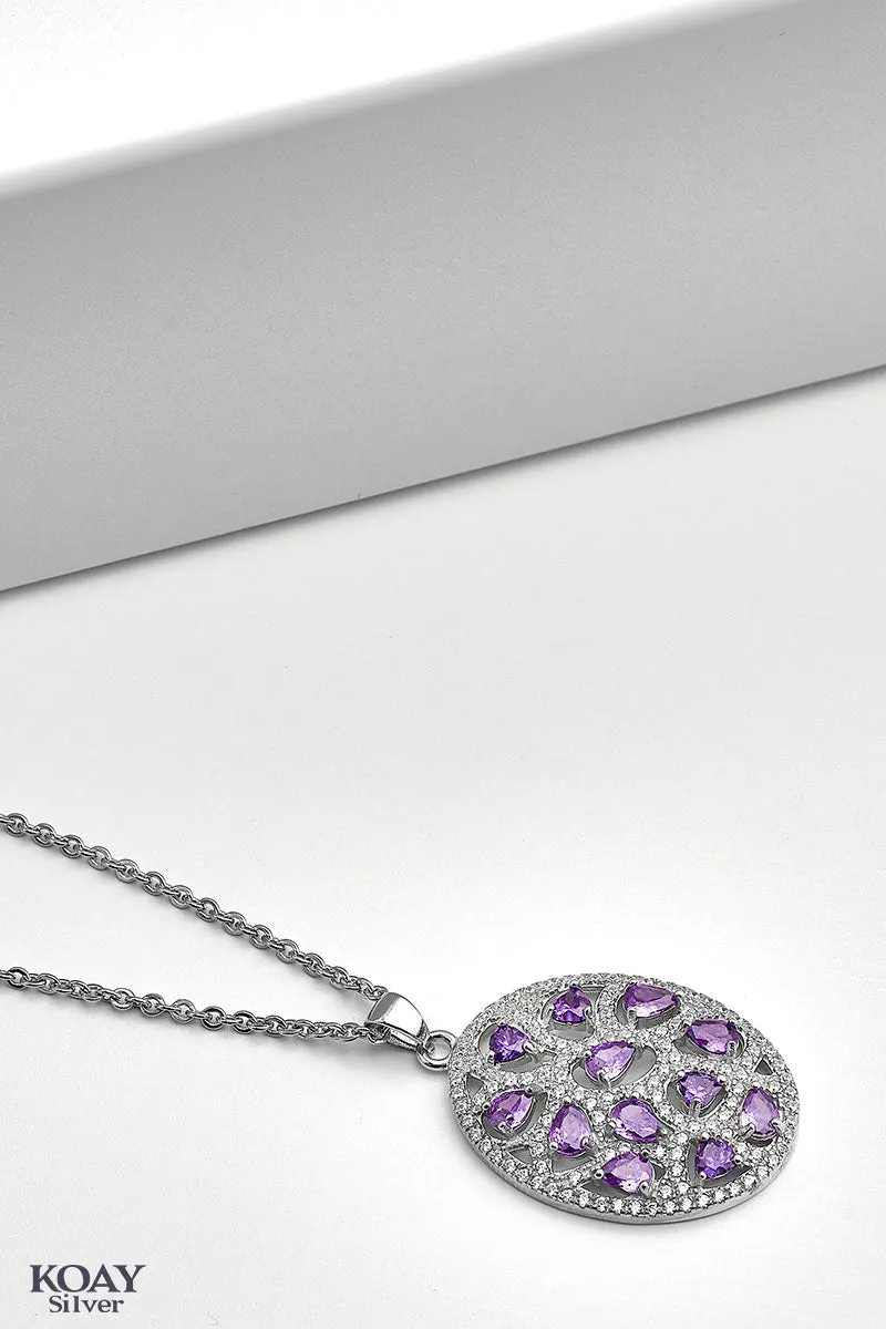Purple Shape Stones Necklace