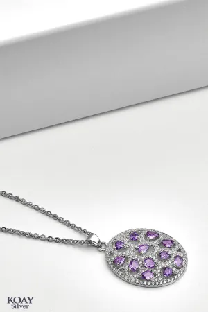 Purple Shape Stones Necklace