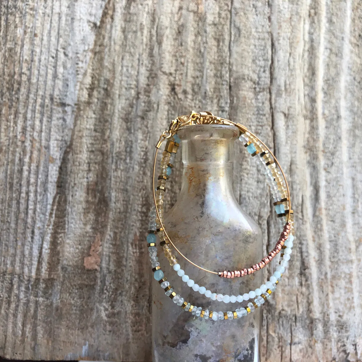 "Amador City" Citrine and Amazonite Gemstone Beaded Bracelet