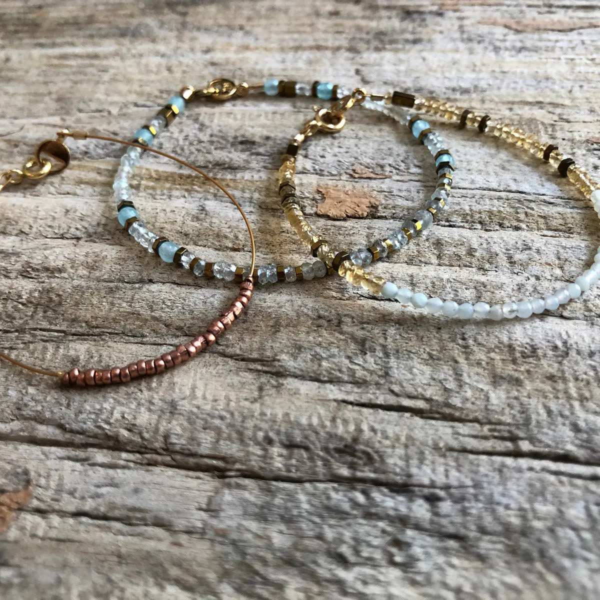 "Amador City" Citrine and Amazonite Gemstone Beaded Bracelet