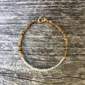 "Amador City" Citrine and Amazonite Gemstone Beaded Bracelet