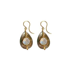 Rainbow Moonstone & Mother of Pearl Earrings