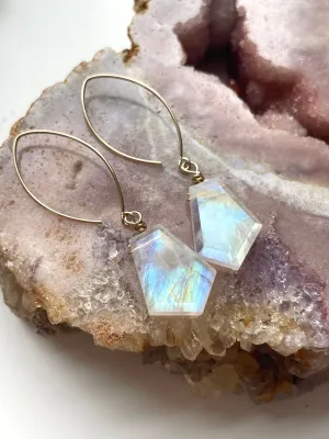 Rainbow Moonstone Earrings Drop Earrings Gold June Birthstone Earrings