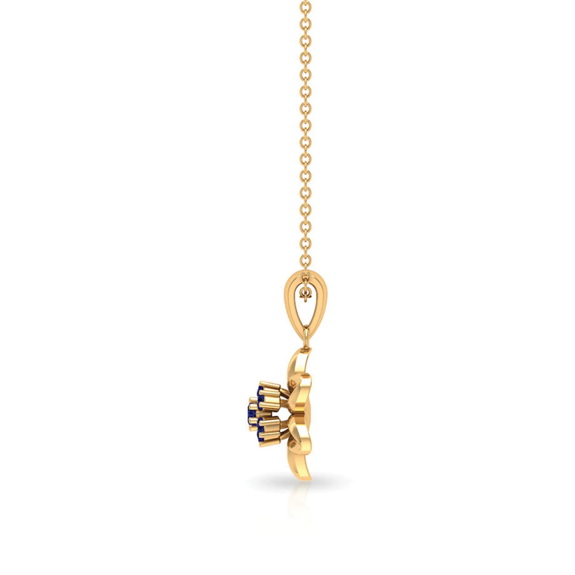 Real Blue Sapphire Flower Pendant Necklace