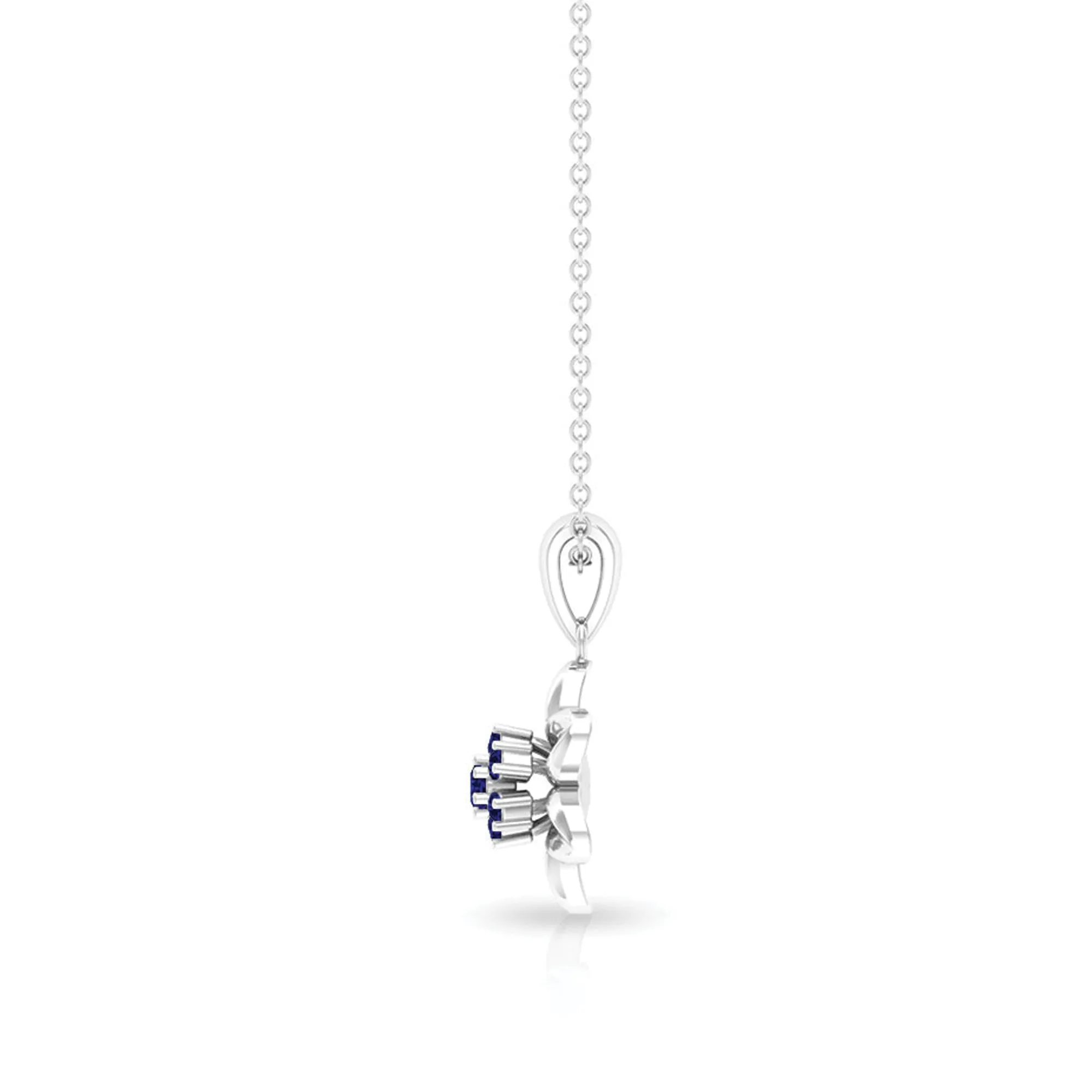 Real Blue Sapphire Flower Pendant Necklace
